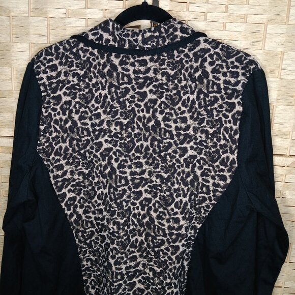 Chico's Chic Cheetah Camel Ponte Jacket Open Front Cardigan Blazer Sweater NWT - Picture 5 of 9